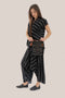 Sleeveless wrap top with crinkle striped and draped front